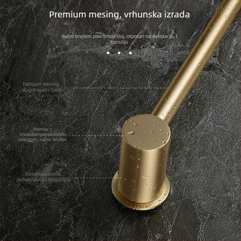 Bakreni držač za ručnike – montaža bez bušenja, nosivost 10 kg, jednoslojni dizajn, moderan minimalistički stil