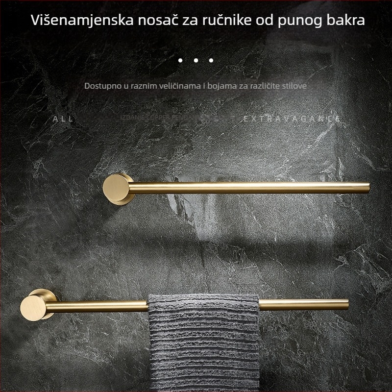 Bakreni držač za ručnike – montaža bez bušenja, nosivost 10 kg, jednoslojni dizajn, moderan minimalistički stil