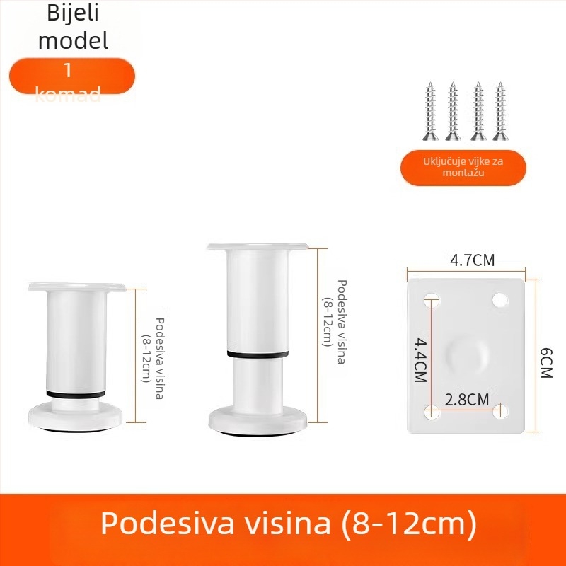 Prilagodljive nogice za namještaj – nehrđajući čelik i hladno valjani čelik; univerzalna primjena; moderni minimalistički stil; premaz pečeni lak