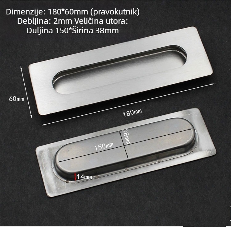 Skrivena ručka od 304 nehrđajućeg čelika, brušena površina, moderna minimalistička stil, za klizna vrata i ladice namještaja