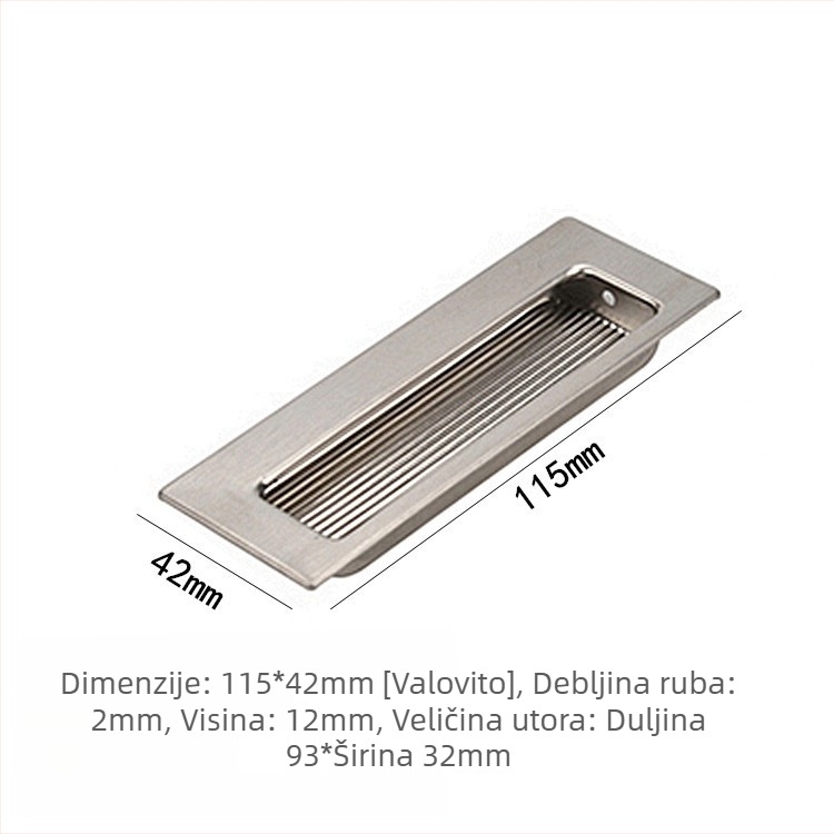 Skrivena ručka od 304 nehrđajućeg čelika, brušena površina, moderna minimalistička stil, za klizna vrata i ladice namještaja