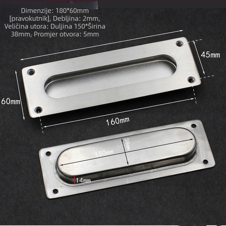 Skrivena ručka od 304 nehrđajućeg čelika, brušena površina, moderna minimalistička stil, za klizna vrata i ladice namještaja