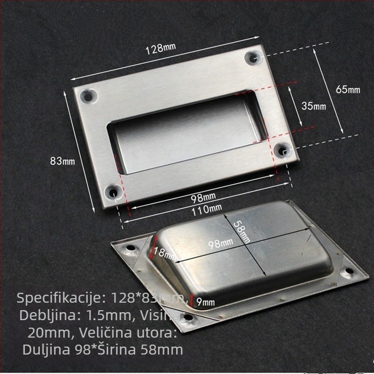 Skrivena ručka od 304 nehrđajućeg čelika, brušena površina, moderna minimalistička stil, za klizna vrata i ladice namještaja