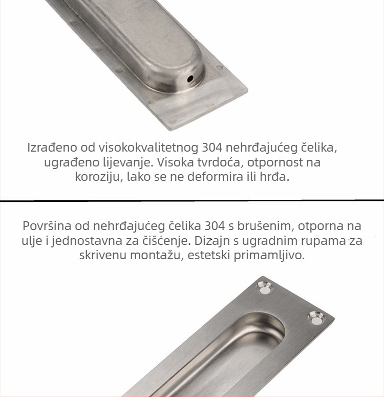 Skrivena ručka od 304 nehrđajućeg čelika, brušena površina, moderna minimalistička stil, za klizna vrata i ladice namještaja