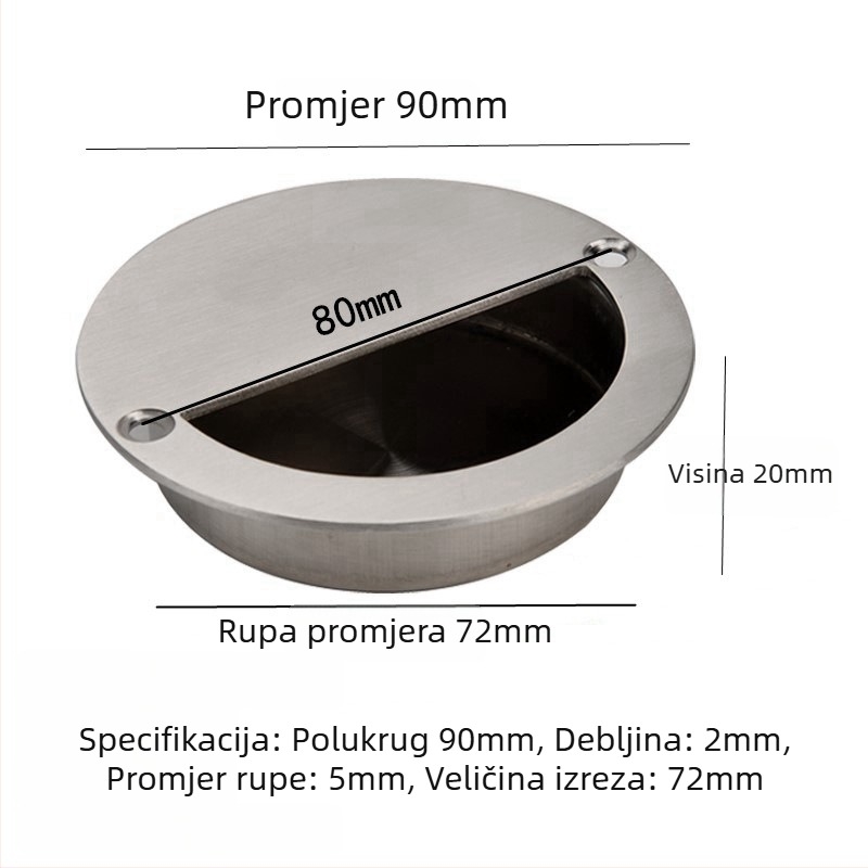 Skrivena ručka od 304 nehrđajućeg čelika, brušena površina, moderna minimalistička stil, za klizna vrata i ladice namještaja