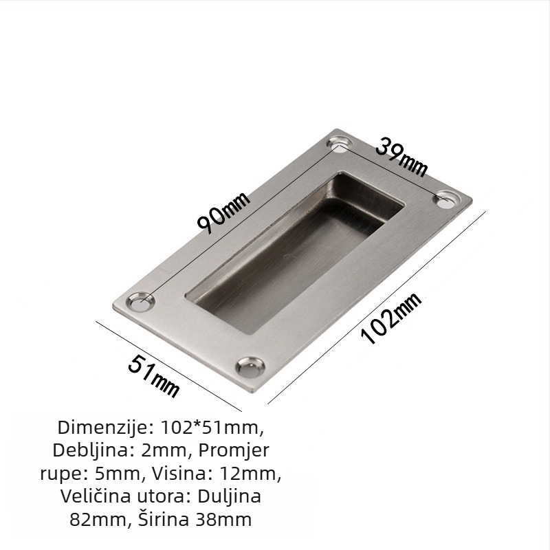 Skrivena ručka od 304 nehrđajućeg čelika, brušena površina, moderna minimalistička stil, za klizna vrata i ladice namještaja