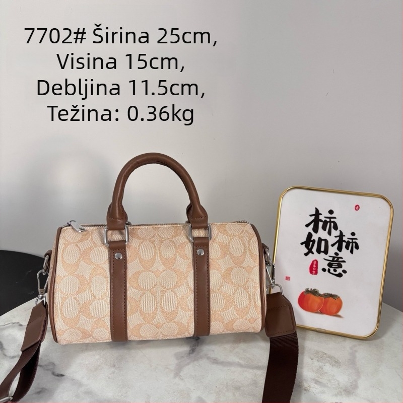 Ženska crossbody torbica s cilindričnim oblikom, PU materijal, zatvarač, poliesterska podstava, unutarnji džepovi za telefon i dokumente