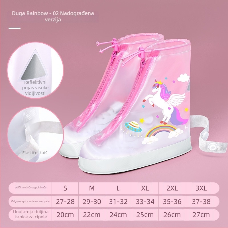 Dječje navlake za kišne cipele s karikaturom, protuklizne i otporne na habanje, mekane i pojačane PVC, za dječake i djevojčice, uzrast 7–12 godina