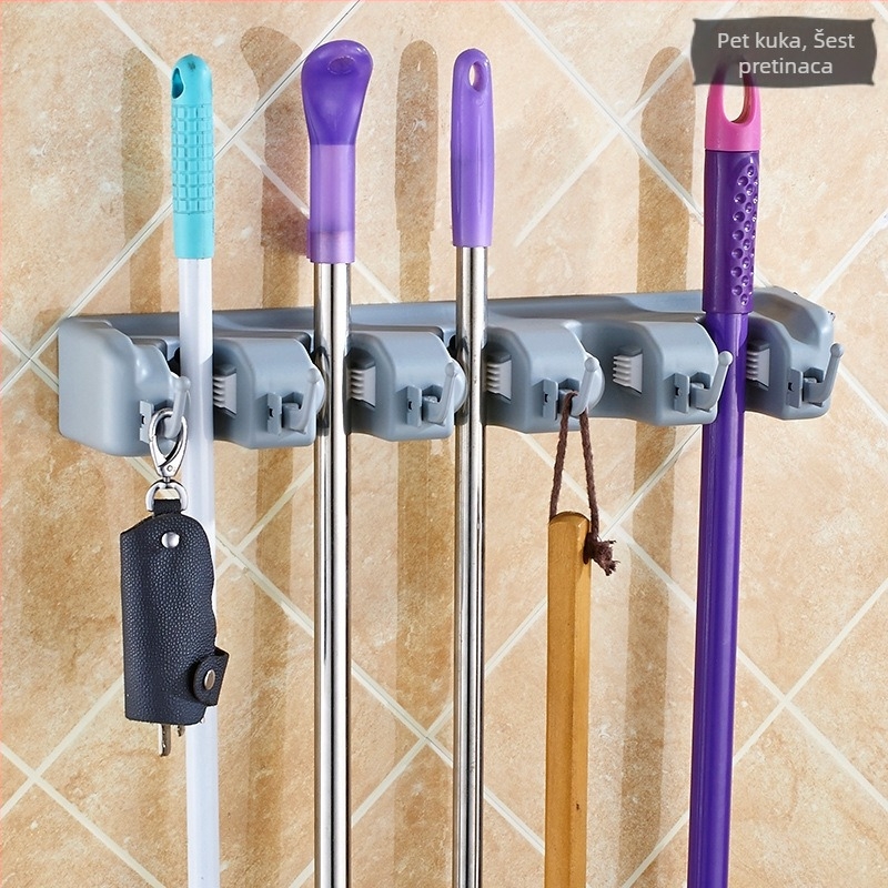 Držač za metlu i mop u kupaonici, plastični zidni držač, klip za mop, modern stil