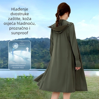 Ženska duga UV zaštitna bluza za ljeto, poliester, sadržaj 81–95%, jednostavan stil, ljetna sezona 2025