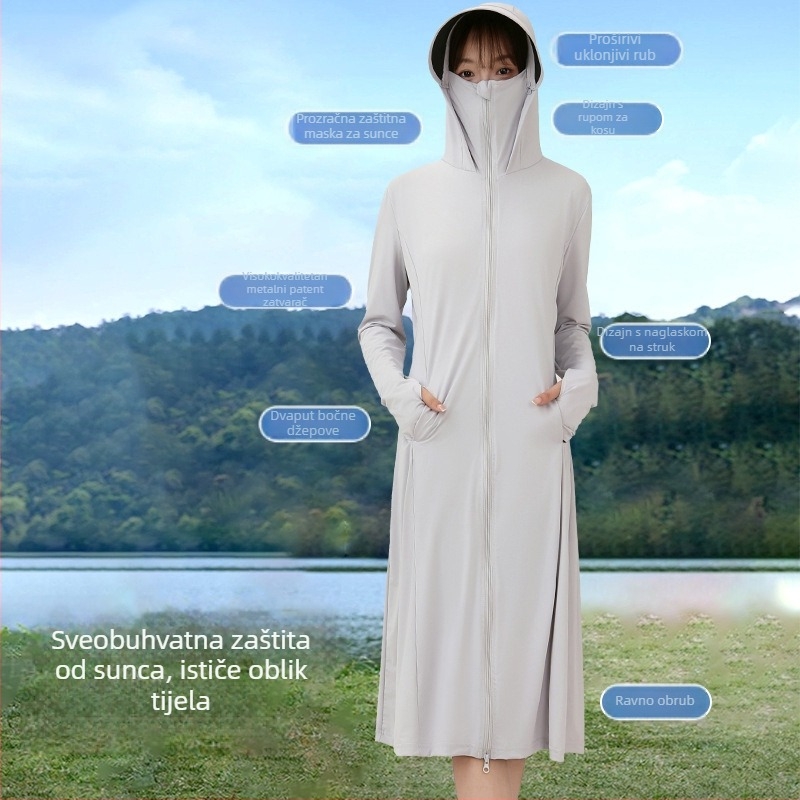 Ženska duga UV zaštitna bluza za ljeto, poliester, sadržaj 81–95%, jednostavan stil, ljetna sezona 2025