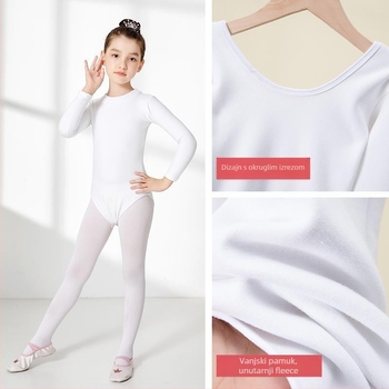 Dječji baletni bazni top, pamuk i elastan 6%, bez ovratnika, za djecu do 17 godina, pogodan za plesne kostime