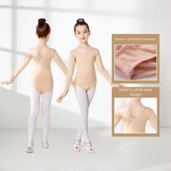 Dječji baletni bazni top, pamuk i elastan 6%, bez ovratnika, za djecu do 17 godina, pogodan za plesne kostime