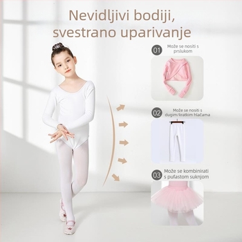 Dječji baletni bazni top, pamuk i elastan 6%, bez ovratnika, za djecu do 17 godina, pogodan za plesne kostime