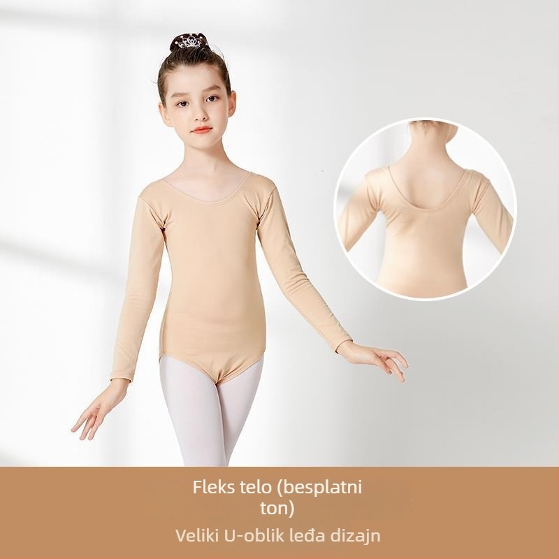 Dječji baletni bazni top, pamuk i elastan 6%, bez ovratnika, za djecu do 17 godina, pogodan za plesne kostime