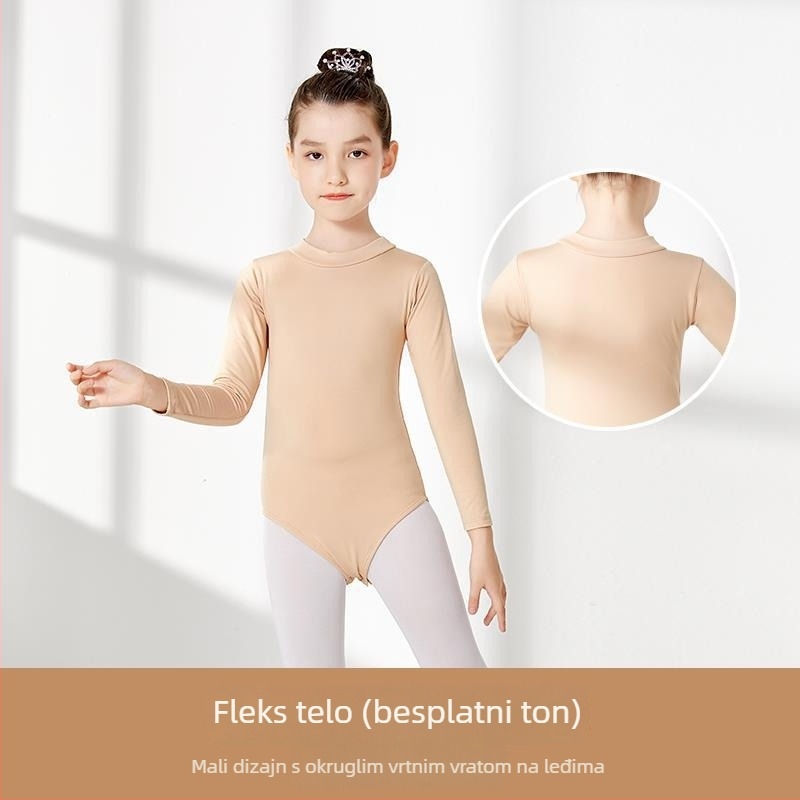 Dječji baletni bazni top, pamuk i elastan 6%, bez ovratnika, za djecu do 17 godina, pogodan za plesne kostime