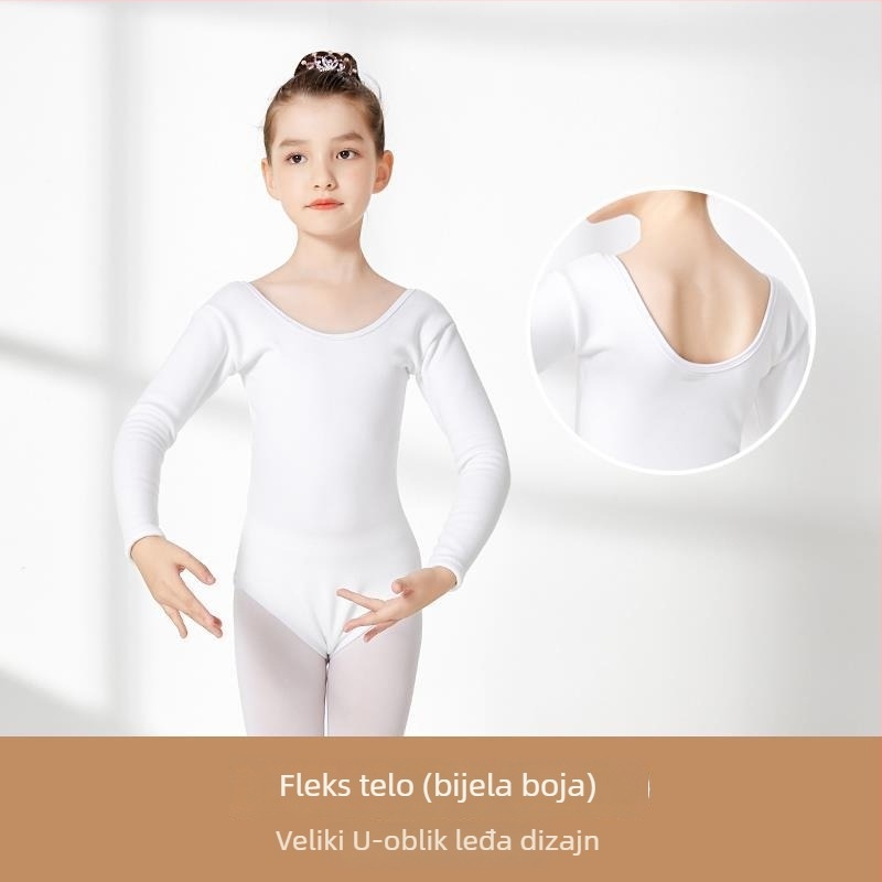 Dječji baletni bazni top, pamuk i elastan 6%, bez ovratnika, za djecu do 17 godina, pogodan za plesne kostime