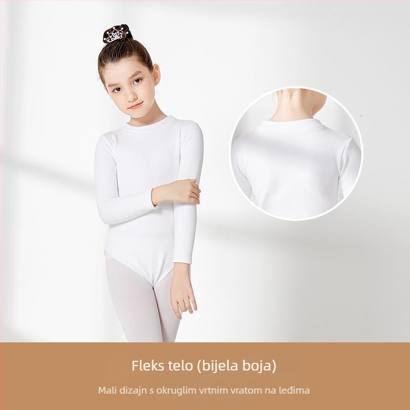 Dječji baletni bazni top, pamuk i elastan 6%, bez ovratnika, za djecu do 17 godina, pogodan za plesne kostime