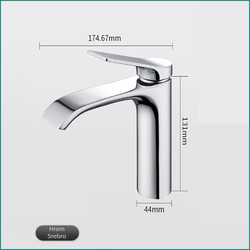 Bakrena kupaonska slavina za umivaonik, ispod ploče, miješajući, keramički disk ventil
