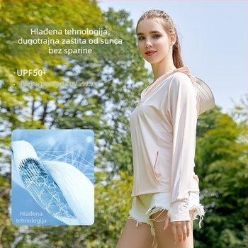 Ženska jakna od najlona za UV zaštitu s osvježavajućim osjećajem, slim fit, dugi rukav, tanak i prozračan, UPF50+, Harajuku stil