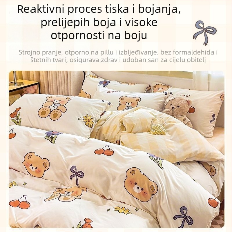 Sunny Day četverodijelni set posteljine, poliester, crtani motiv, reaktivni tisak