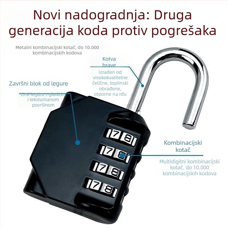 Čelična kombinacijska brava za ormariće i torbe