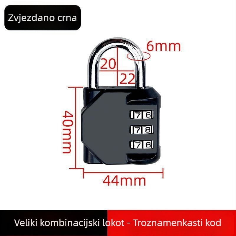 Čelična kombinacijska brava za ormariće i torbe