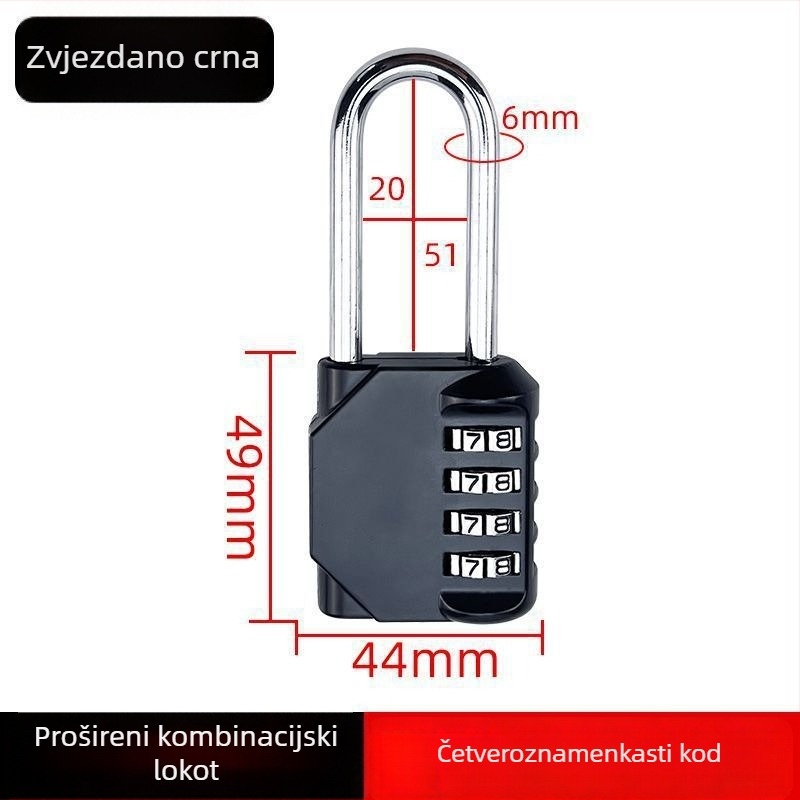 Čelična kombinacijska brava za ormariće i torbe