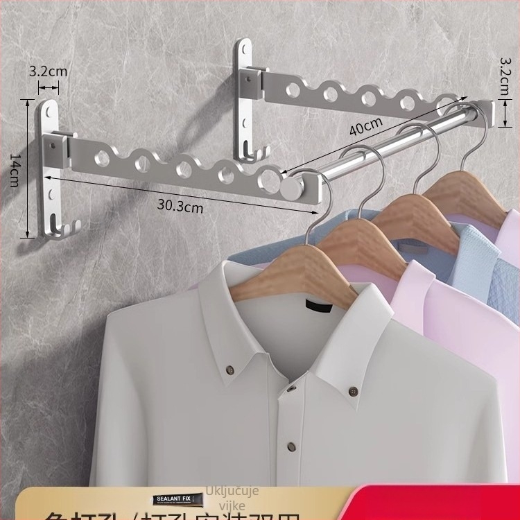 Zidni sklopivi štap za sušenje odjeće – aluminijska legura, moderan minimalistički stil, marka LGC