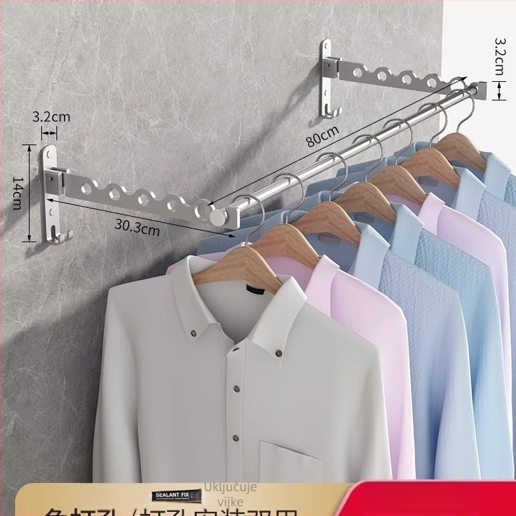 Zidni sklopivi štap za sušenje odjeće – aluminijska legura, moderan minimalistički stil, marka LGC