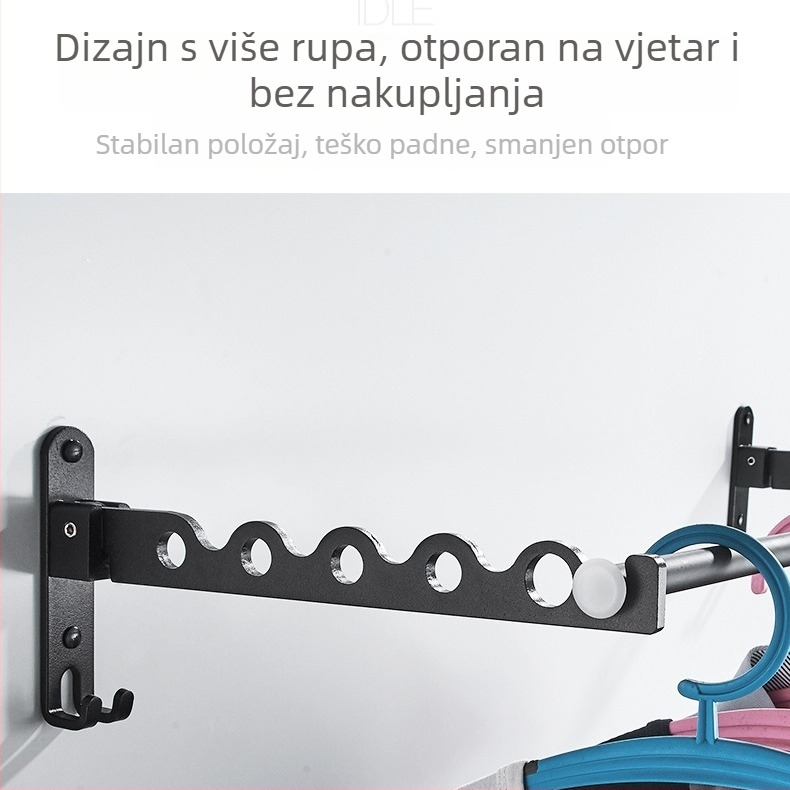 Zidni sklopivi štap za sušenje odjeće – aluminijska legura, moderan minimalistički stil, marka LGC