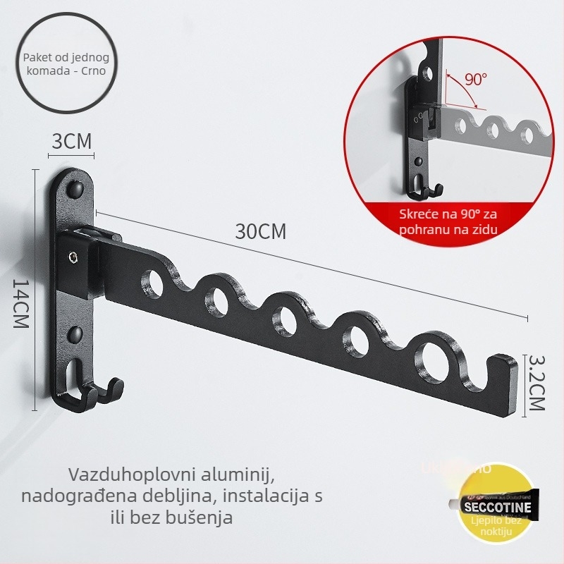 Zidni sklopivi štap za sušenje odjeće – aluminijska legura, moderan minimalistički stil, marka LGC