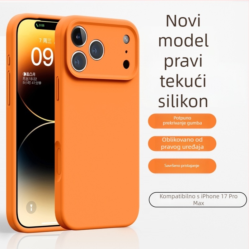 Kućište za iPhone 17 Pro Max od tekućeg silikona, potpuno pokrivanje, zaštita od padova, novi dizajn