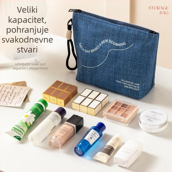 Kozmetička torbica, višestruka namjena, platno, ručni stil, pogodna za putovanja