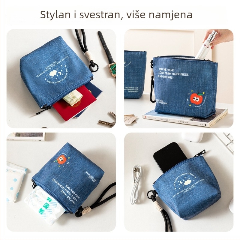 Kozmetička torbica, višestruka namjena, platno, ručni stil, pogodna za putovanja