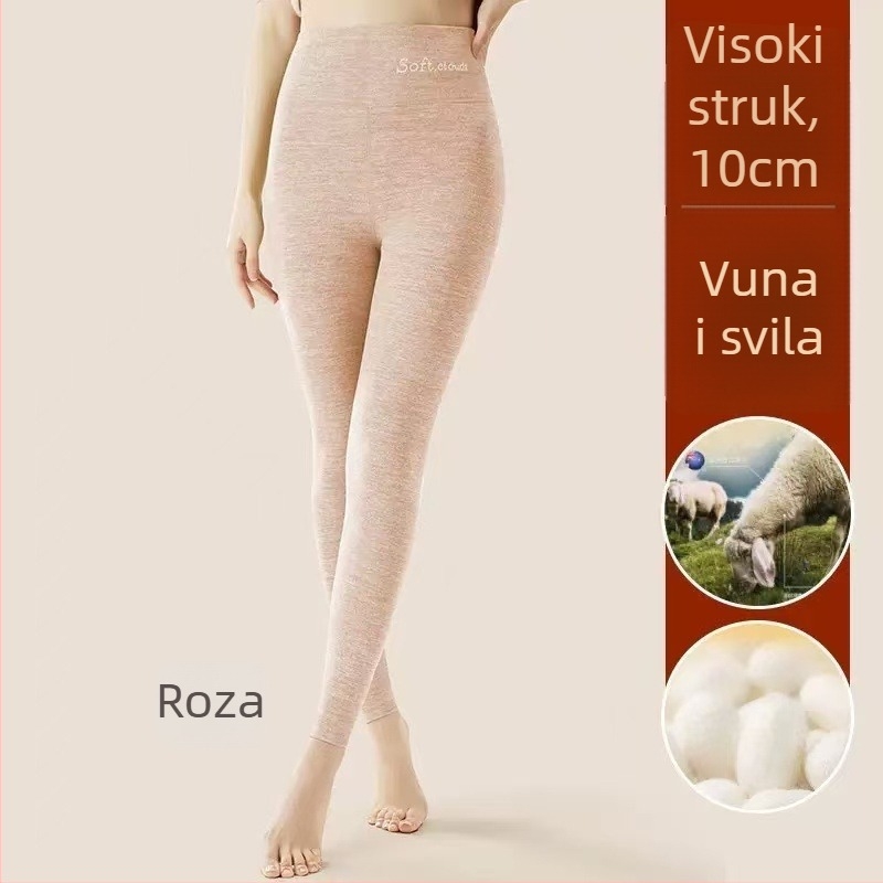 Ženske termo tajice s flis podstavom, visokim strukom, debeli materijal, elastičan, uskog kroja