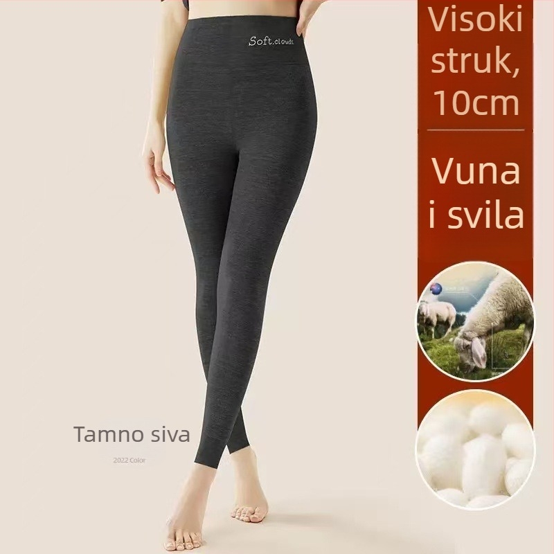 Ženske termo tajice s flis podstavom, visokim strukom, debeli materijal, elastičan, uskog kroja