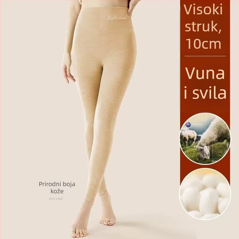 Ženske termo tajice s flis podstavom, visokim strukom, debeli materijal, elastičan, uskog kroja