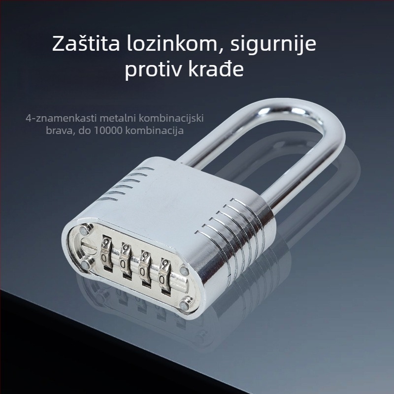 Mehanička brava s lozinkom - nehrđajući čelik, 8 mm šipka, model dugačak / kratak, za garderobe i vrata, otključavanje lozinkom