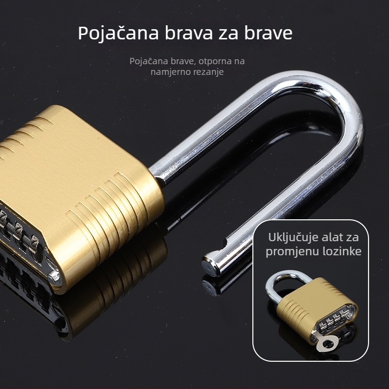 Mehanička brava s lozinkom - nehrđajući čelik, 8 mm šipka, model dugačak / kratak, za garderobe i vrata, otključavanje lozinkom