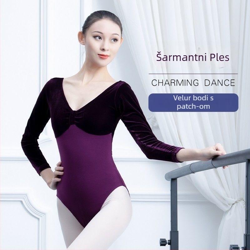Ženski dugi rukav plesni bodi - modal/poliester mješavina, 50–70% modal, 30–50% poliester, Proljeće 2025