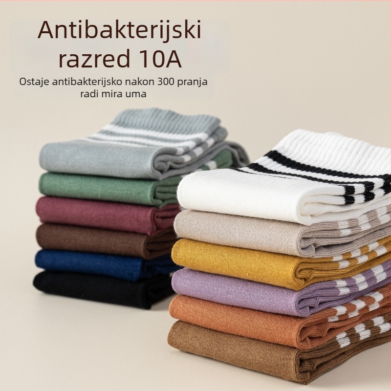 Ženske čarape s pet prstiju, srednje dužine, pamukaste — antibakterijske, upijaju znoj, dezodorirajuće, protiv trenja; bezšivne izrade; sastav: 80% pamuk, 17% poliester, 3% spandeks