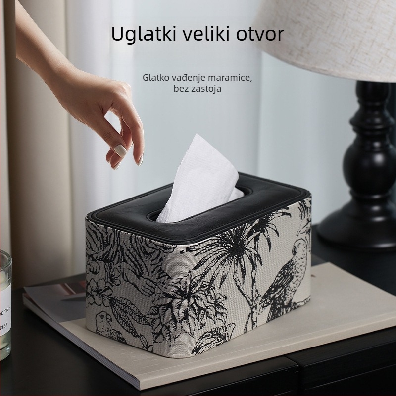 Kutija za maramice od PU kože, vintage jacquard uzorak, višenamjenska, s odvojivom papirnom maramicom, pogodna za dnevni boravak i kupaonu