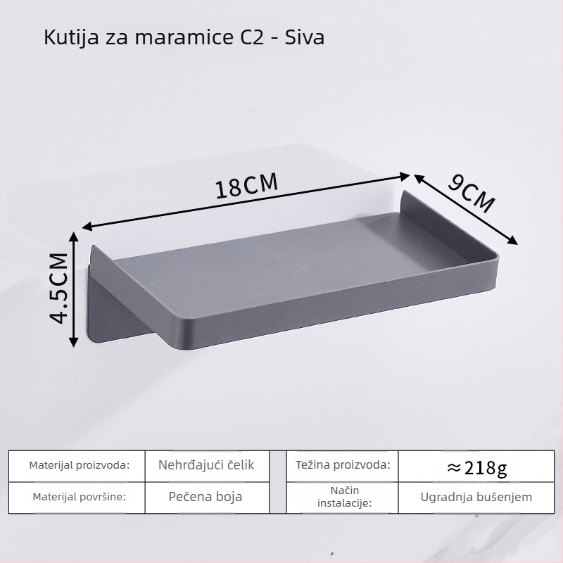 Držač za telefon i spremnik za toaletni papir od nehrđajućeg čelika za kupaonicu, ovalni oblik, brušena površina, moderni minimalistički dizajn