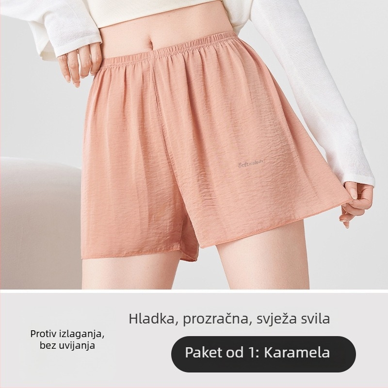 Ženske sigurnosne hlače, duljina 3/4, dišući tan poliester, opušten kroj, 95% poliester