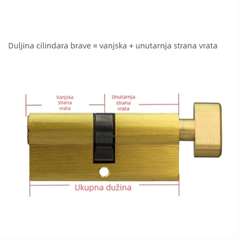 Cilindar za vrata, potpuno bakreni materijal, model 8150, veliki tikvasti dizajn, Xin Pinfa, moderni minimalistički stil, 2 ukrasna ključa + 6 običnih