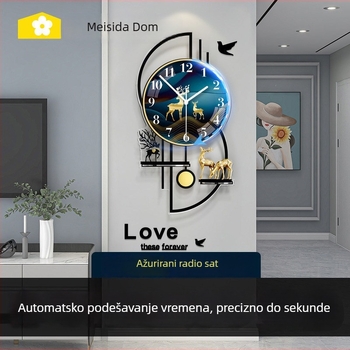 Mestida zidni sat – nordični stil, kazalni prikaz, glatko kretanje sekundne kazaljke, kućište od akrila, brojčanik od organskog stakla (akril), napajanje baterijom