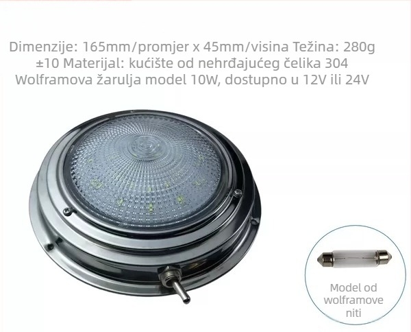 LED svjetlo za čitanje na stropu za jahte i RV-ove – aluminijska legura, 12V, 4W, model E012024-WR, pričvršćivanje usisnom čašom