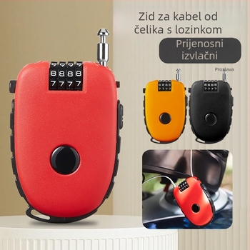 Ključ za kacigu s izvlačnim čeličnim kabelom – ABS kućište, debljina šipke 1 mm, model Cow lock, strojnog tipa, moderni stil