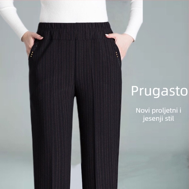 Casual hlače ravnog kroja, visokim strukom, duge, s flis podstavom, poliester materijal